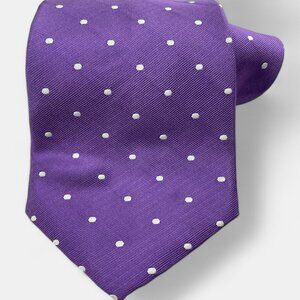 Roundtree & Yorke Silk Tie Purple Polka Dot Geometric Business Formal Dress